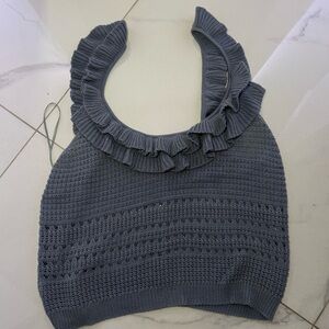 7 For All Mankind Blue Ruffled Camisole